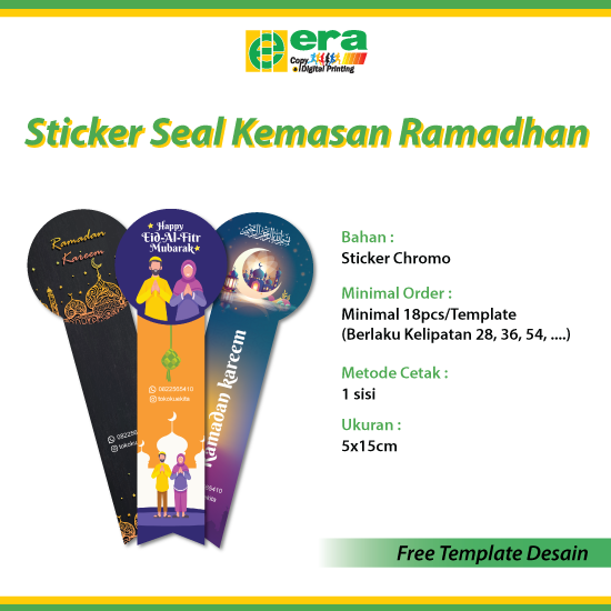 Sticker Chromo Seal Segel Label Kemasan - 5x15cm (FREE TEMPLATE DESAIN)