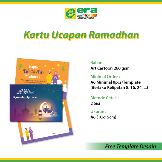 Kartu Ucapan Special Ramadan - A6 (FREE TEMPLATE DESAIN)