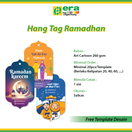 Hang Tag Edisi Ramadhan Uk. 5x9cm (FREE TEMPLATE DESAIN)