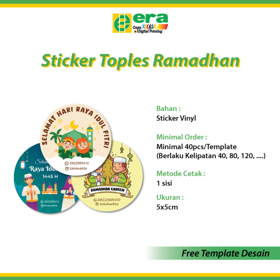 Sticker Vinyl Bulat Edisi Ramadan - 5cm (FREE TEMPLATE DESAIN)