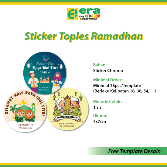Sticker Chromo Bulat Edisi Ramadan - 7cm (FREE TEMPLATE DESAIN)