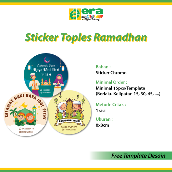 Sticker Chromo Bulat Edisi Ramadan - 8cm (FREE TEMPLATE DESAIN)